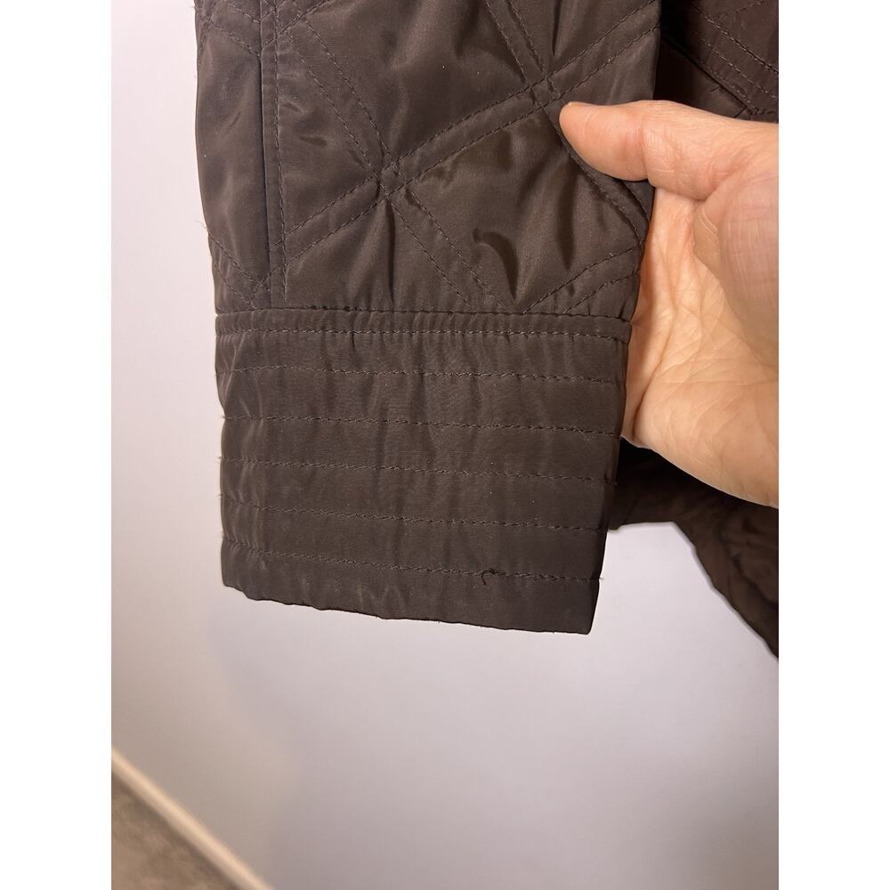 Talbots Womens Quilted Barn Jacket Petite Sz L Brown Snap Button - Picture 9 of 16